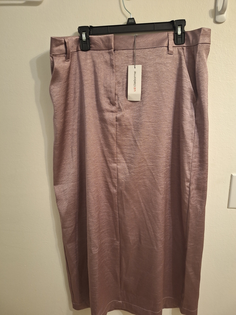 Liz Claiborne Dusty Rose Satin Midi Skirt